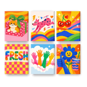 6 Mini Paintings - Rainbow Joyful Moments - Paint by Numbers Kit