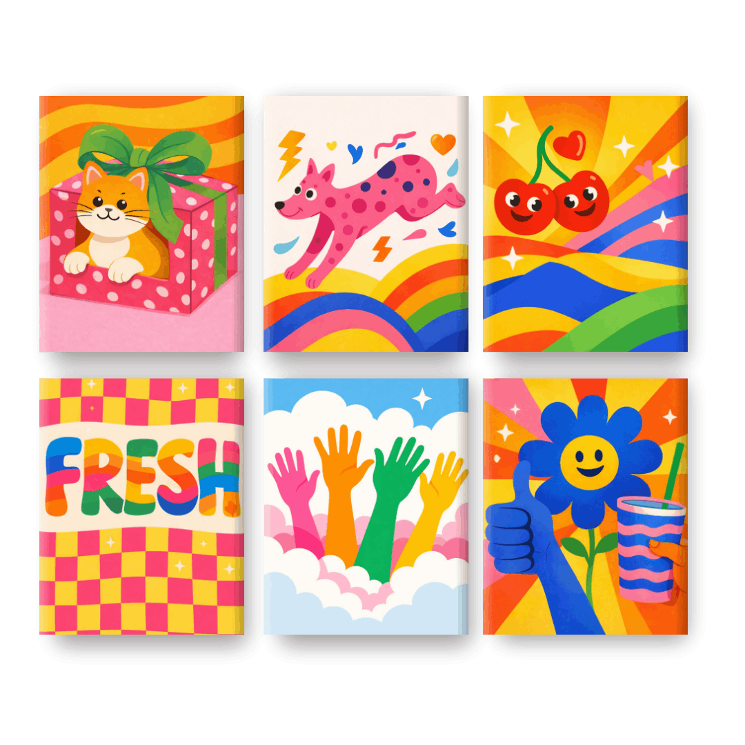 6 Mini Paintings - Rainbow Joyful Moments - Paint by Numbers Kit