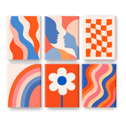 6 Mini Paintings - Retro Floral Vibes - Paint by Numbers Kit