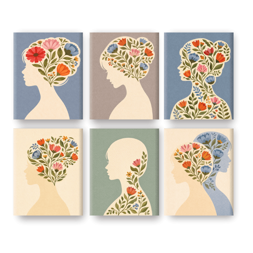 6 Mini Paintings - Mindful Blossoms - Paint by Numbers Kit