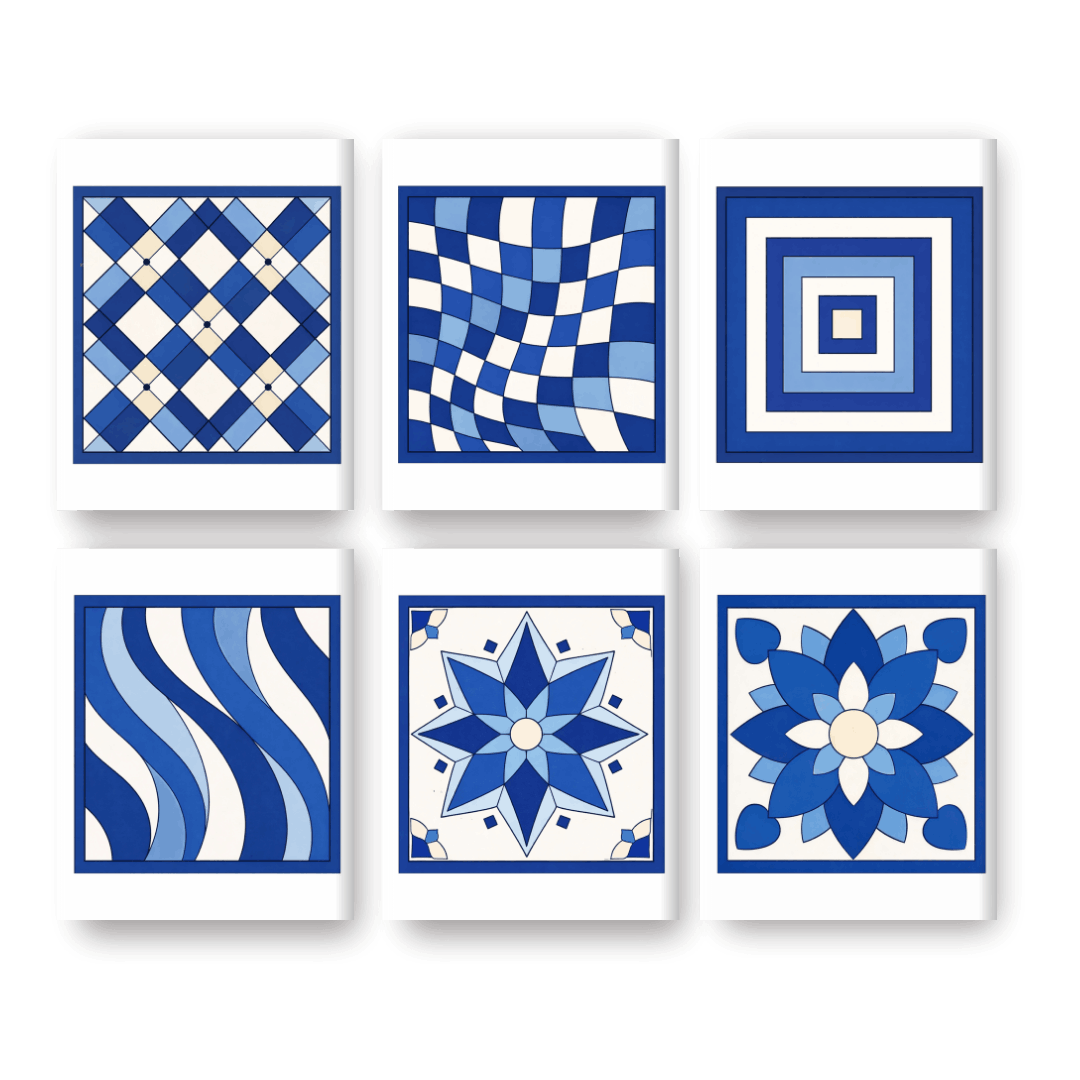Delft Blue Patterned Tiles | Mini Set - Paint by Numbers Kit