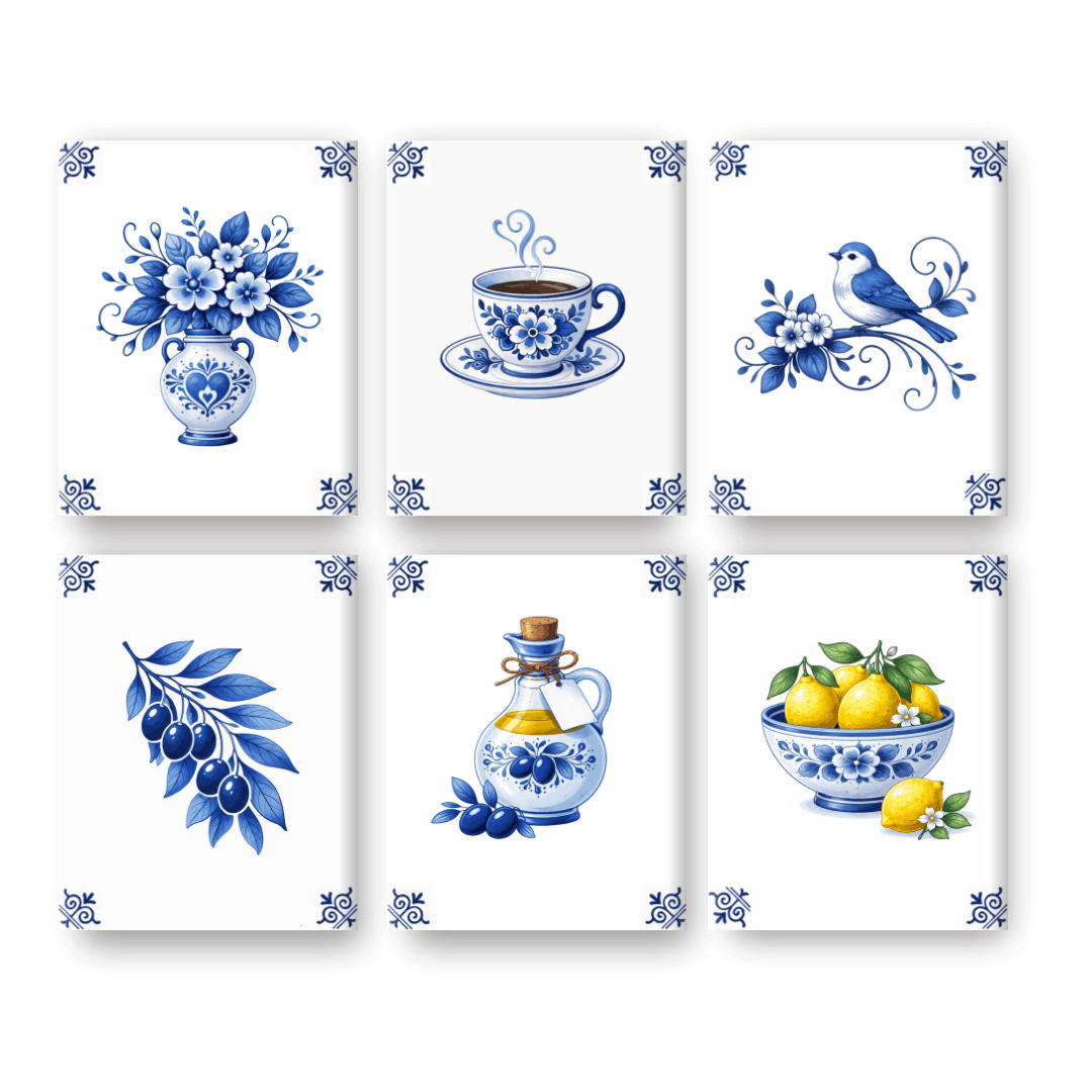 Delft Blue Charm: Miniature Art Collection - Paint by Numbers Kit
