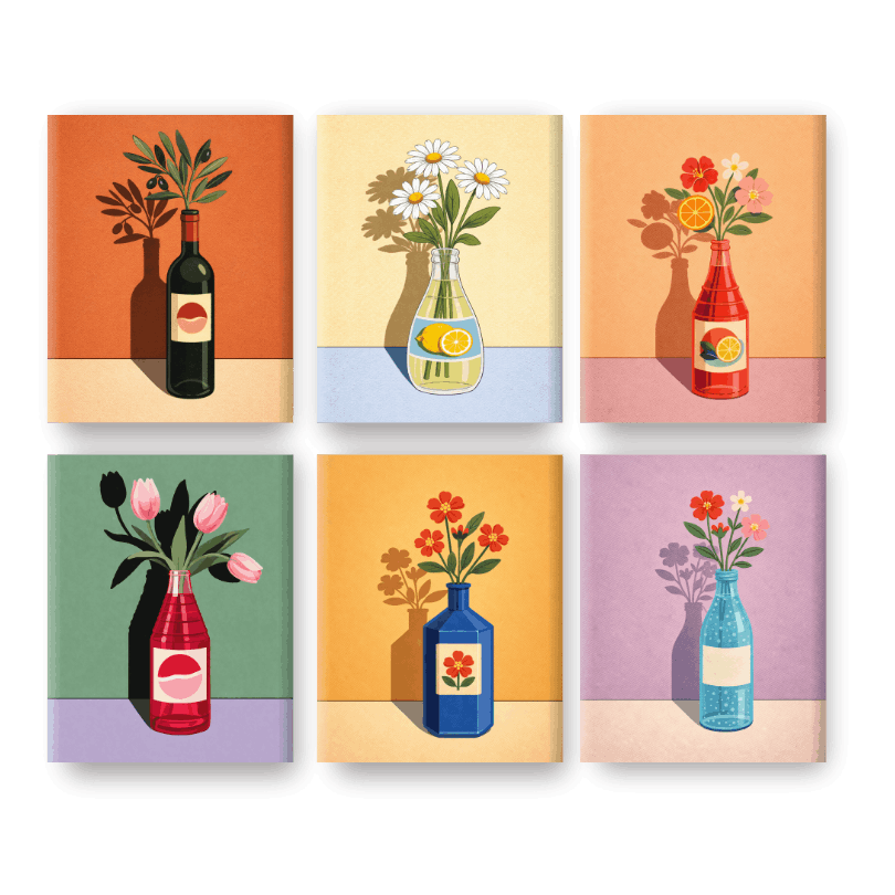 6 Mini Paintings - Blooming Bottle - Paint by Numbers Kit