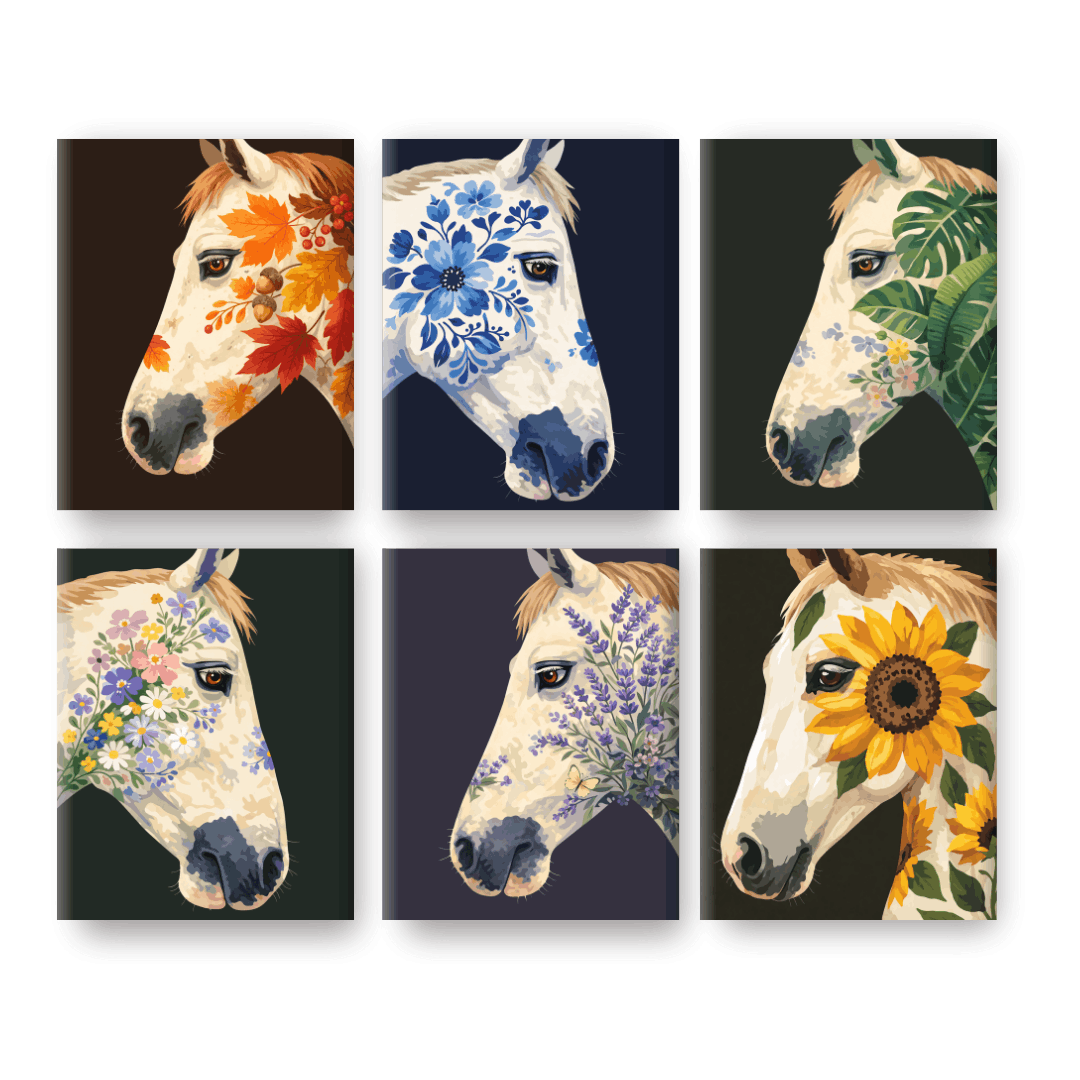 Whimsical Flower-Horse Parade - Paint by Numbers Kit