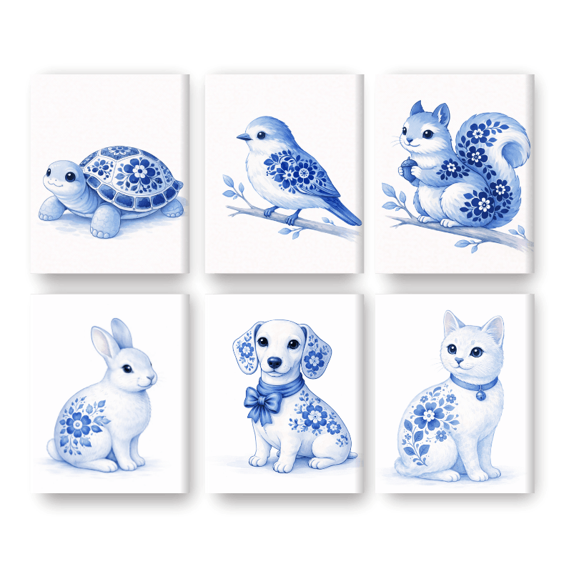 Delft Blue Animal Friends | Mini Set - Paint by Numbers Kit