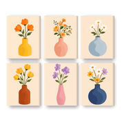 6 Mini Elegant Flower Arrangements - Paint by Numbers Kit