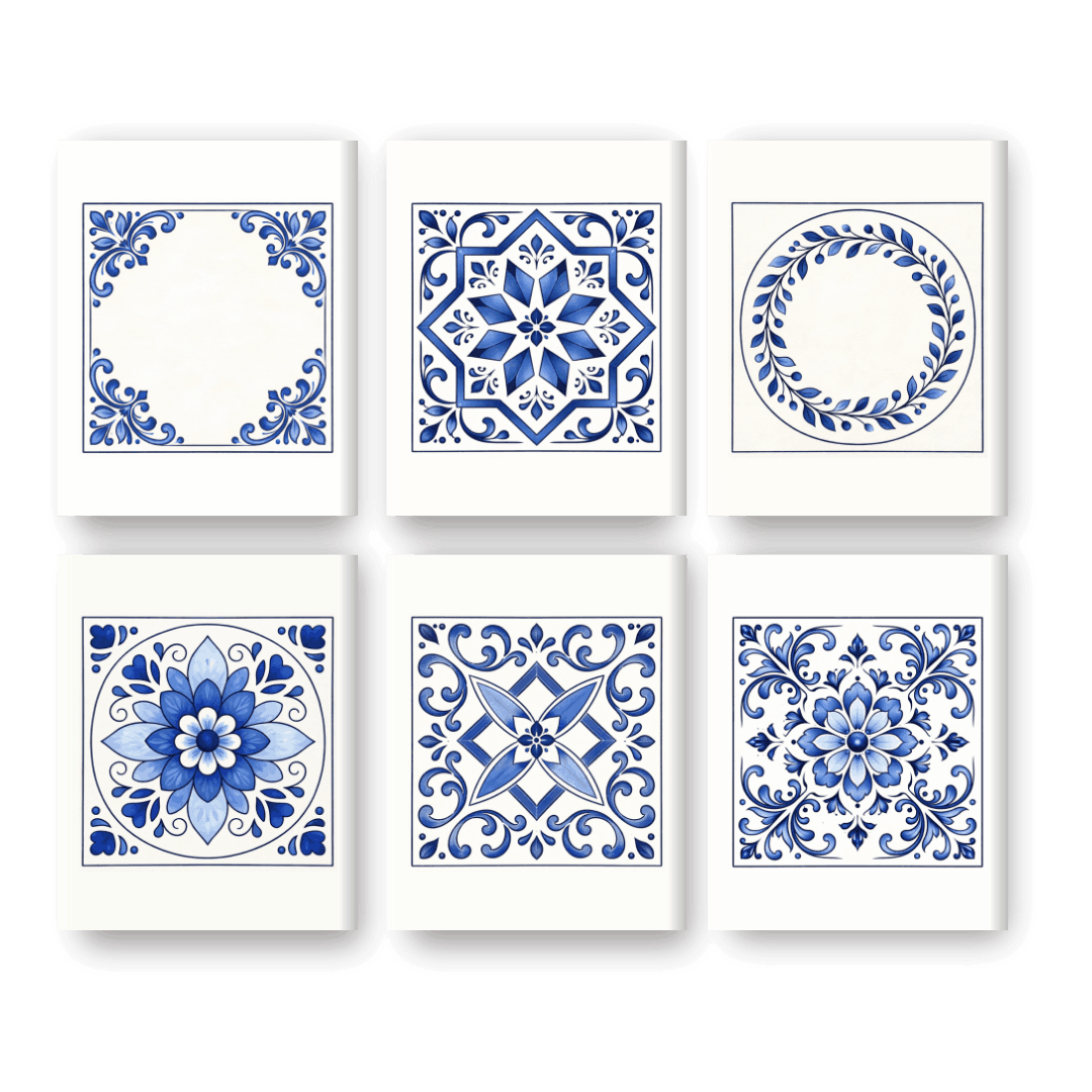 6 Mini Paintings - Delft Blue Charm - Paint by Numbers Kit