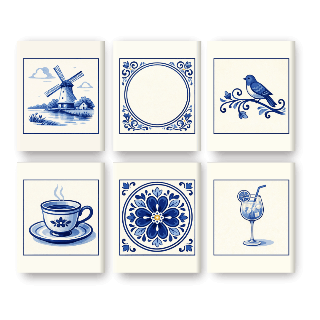 Delft Blue Elegance: Miniature Masterpieces - Paint by Numbers Kit