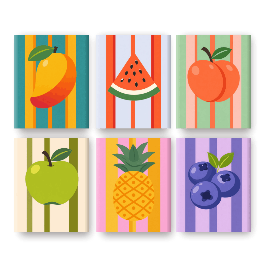 6 Mini Paintings - Juicy Fruit Fiesta - Paint by Numbers Kit