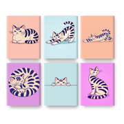 6 Mini Paintings - Playful Feline Frenzy - Paint by Numbers Kit
