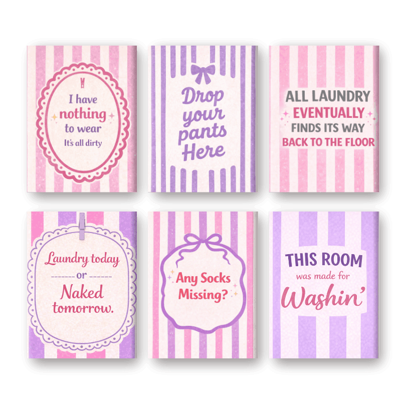 6 Mini Paintings - Laundry Room Quotes - Paint by Numbers Kit