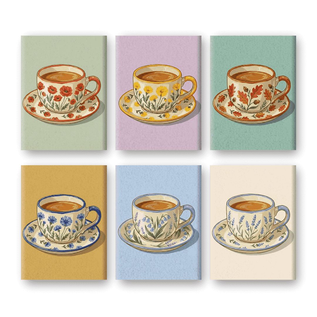 Blooming Teacups Mini Set - Paint by Numbers Kit