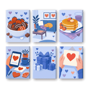 6 Mini Paintings - Serene Blue Valentines - Paint by Numbers Kit