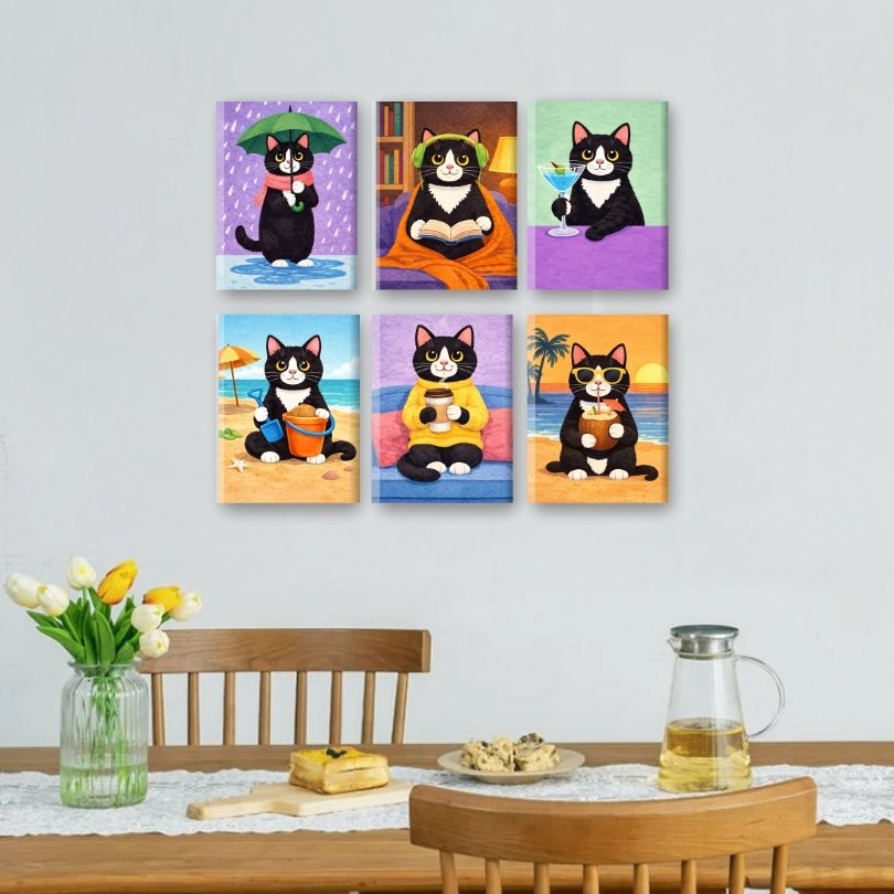 Cats in Paradise Mini Paintings - Detail 2