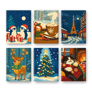 6 Mini Paintings - Festive Christmas Celebrations - Paint by Numbers Kit