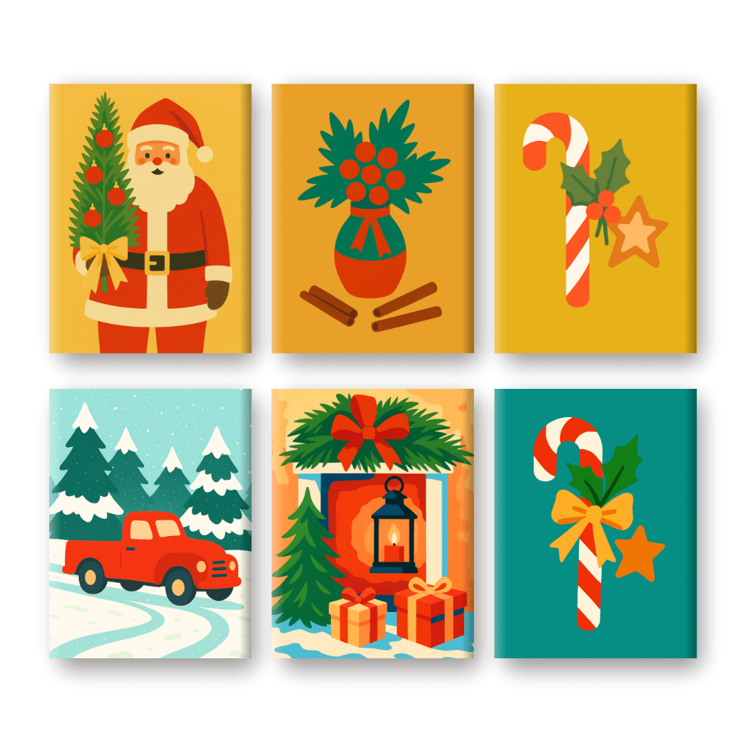 Santa's Joy: Mini Holiday Cheer - Paint by Numbers Kit
