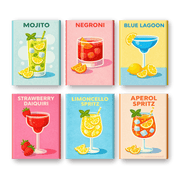 6 Mini Paintings - Cocktail Hour Collection - Paint by Numbers Kit