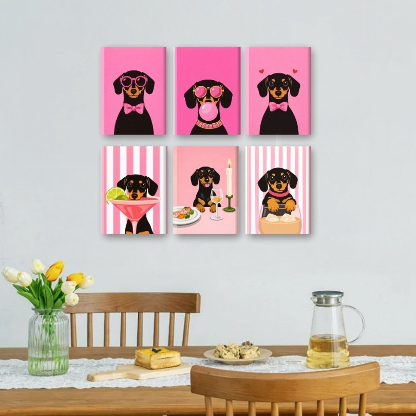 Pink Dachsund Charm | Paint by Number - Detail 2