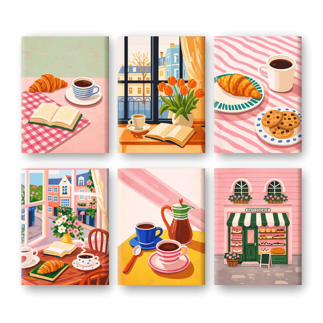 Coffee & Croissant Mornings | Paint by Number - Paint by Numbers Kit