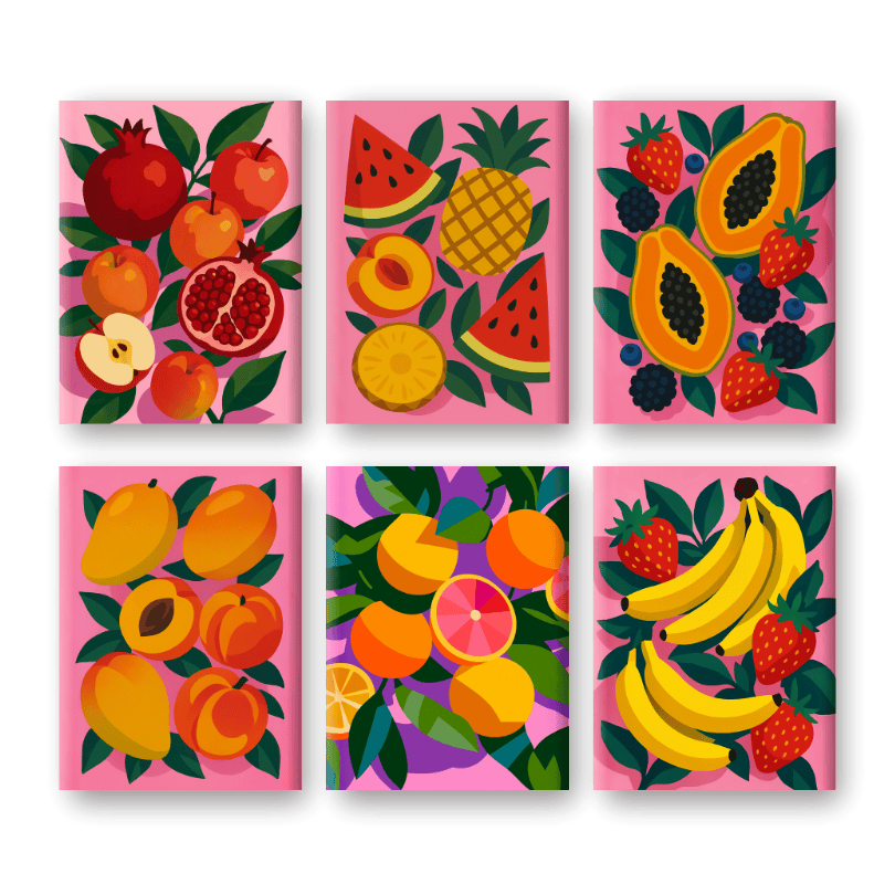 6 Mini Paintings - Tropical Fruit Palette - Paint by Numbers Kit