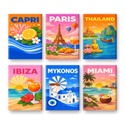Colorful Travel Poster Set - Paint by Numbers Kit