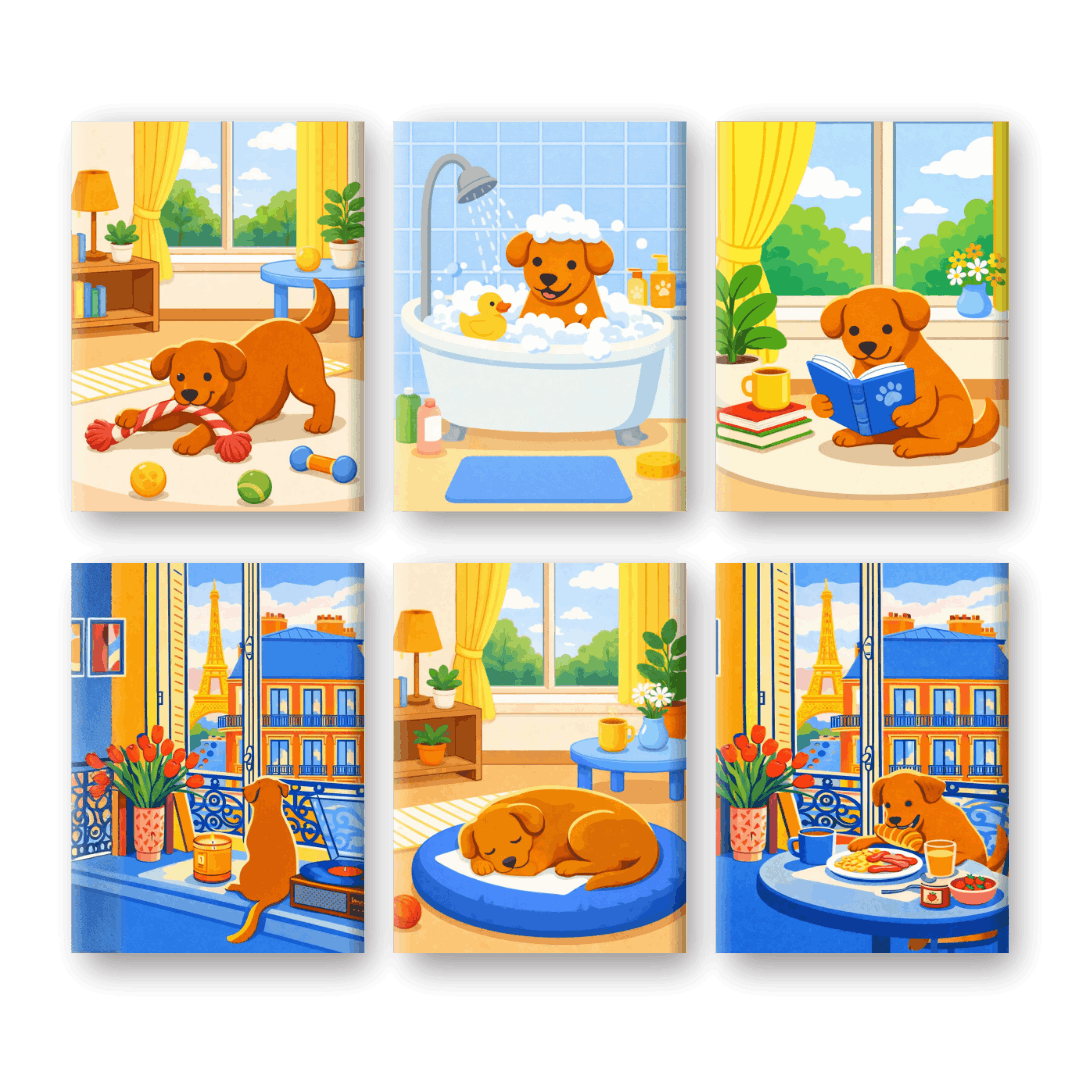 Cozy Pups in Paradise - Paint by Numbers Kit