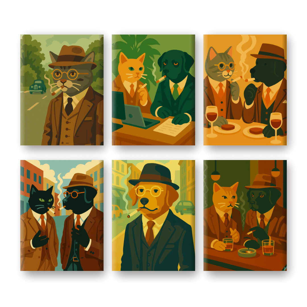 Detective Cat & Dog Duo - Paint by Numbers Kit