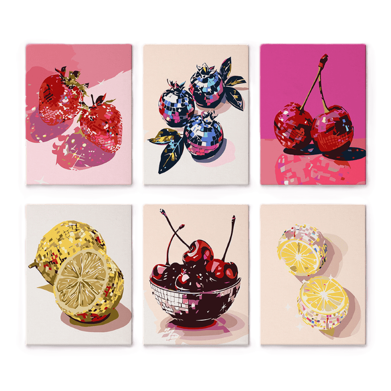6 Mini Paintings - Fruit Fiesta - Paint by Numbers Kit