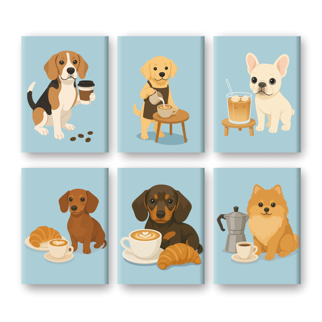 Dog & Coffee Moments Mini Set - Paint by Numbers Kit