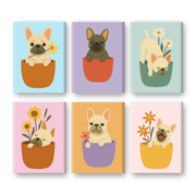 6 Mini Doodles of Dogs & Blooms - Paint by Numbers Kit
