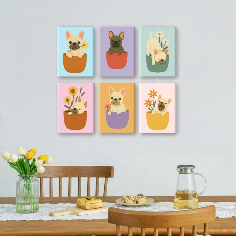 6 Mini Doodles of Dogs & Blooms - Detail 2