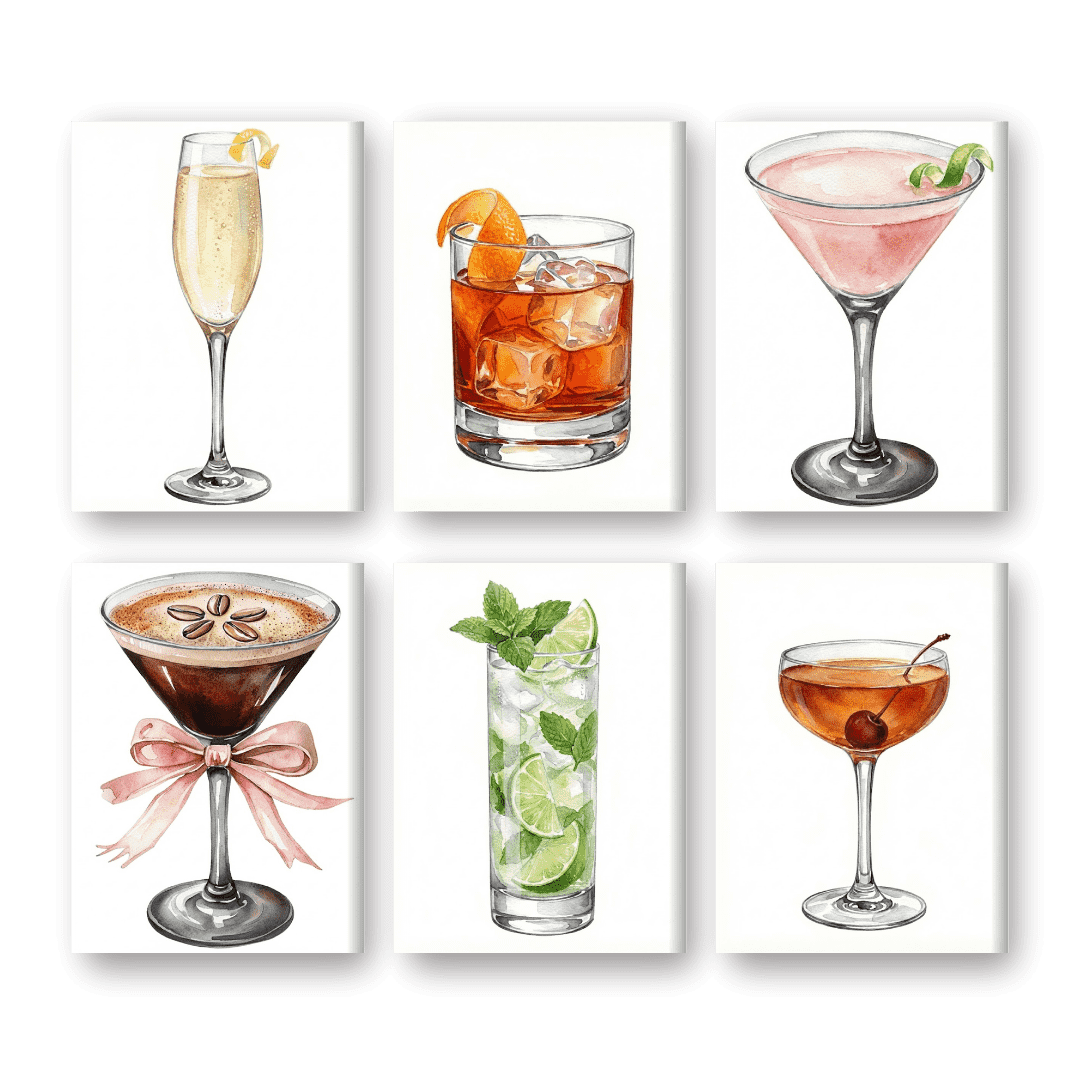 6 Mini Paintings - Sparkling Cocktail Moments - Paint by Numbers Kit