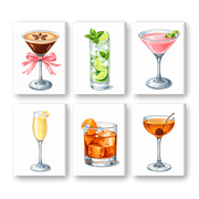 6 Mini Paintings - Curated Cocktail Collection - Paint by Numbers Kit