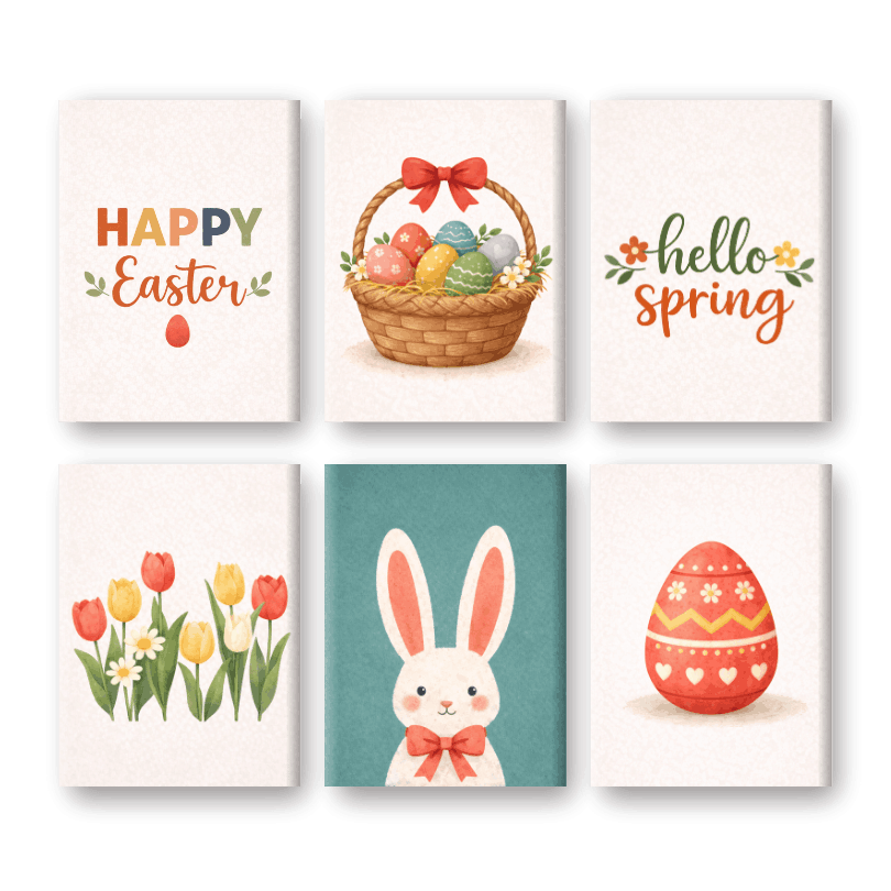 6 Mini Paintings - Easter Happiness - Paint by Numbers Kit