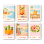 6 Mini Paintings - Hawaiian Paradise Vibes - Paint by Numbers Kit