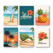 Hawaiian Aloha Mini Set | Sunset & Surf - Paint by Numbers Kit