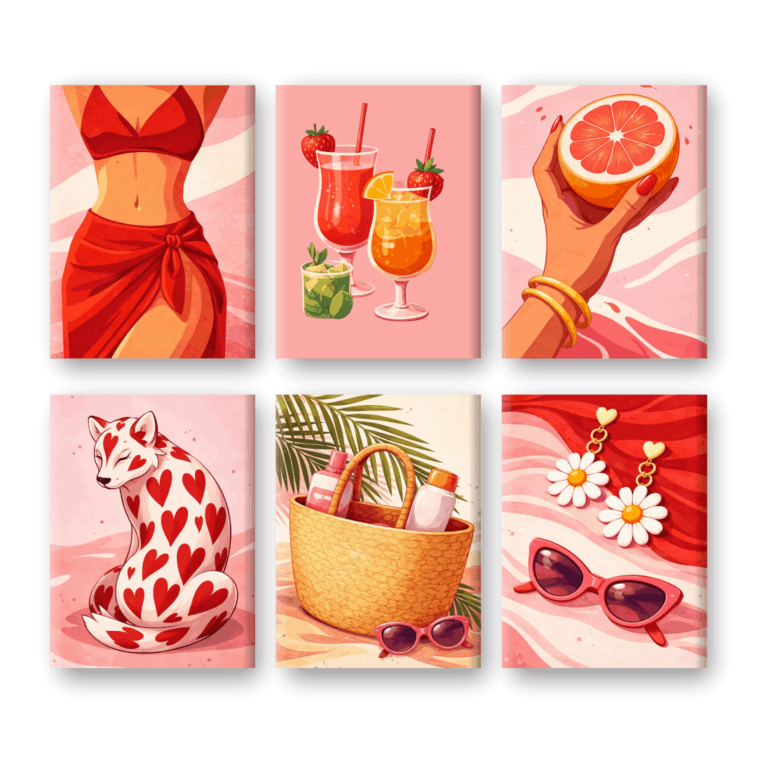 Summer Vibes & Heart Hues | Paint by Number - Paint by Numbers Kit