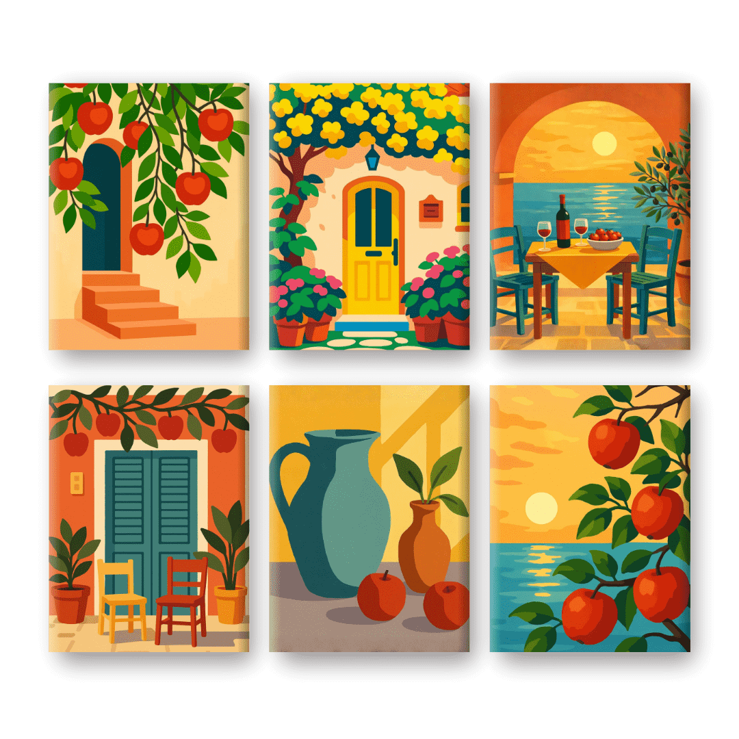 6 Mini Paintings - Italian Sunshine - Paint by Numbers Kit