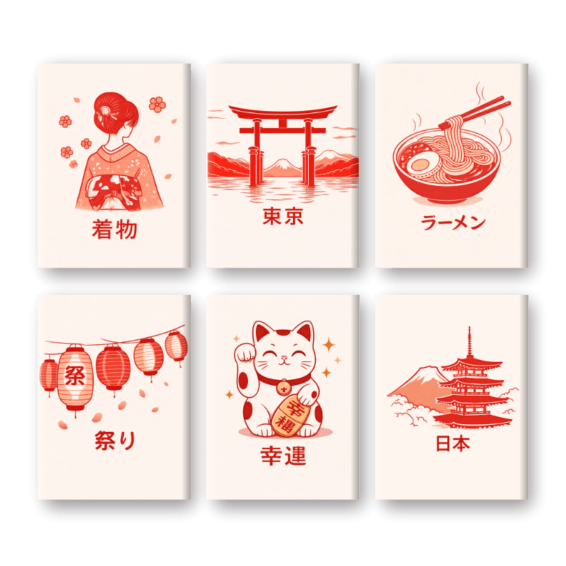 6 Mini Japanese Treasures - Paint by Numbers Kit