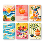 Mediterranean Sunset & Seafood Set - Paint by Numbers Kit