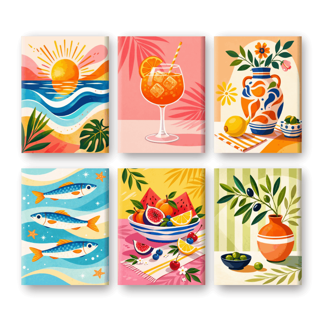 Mediterranean Sunset & Seafood Set - Paint by Numbers Kit