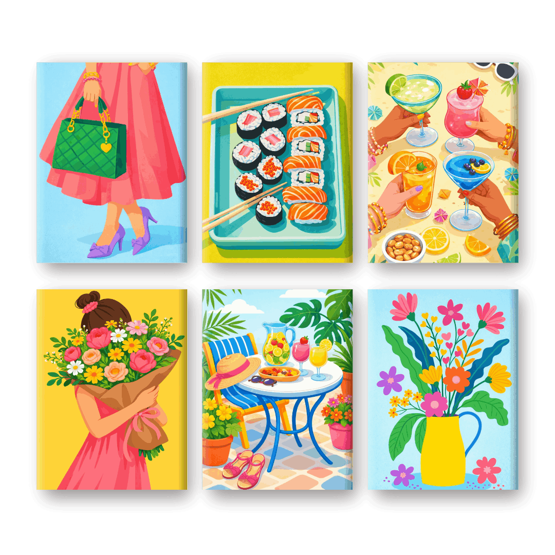 6 Mini Paintings - Springtime Splash - Paint by Numbers Kit