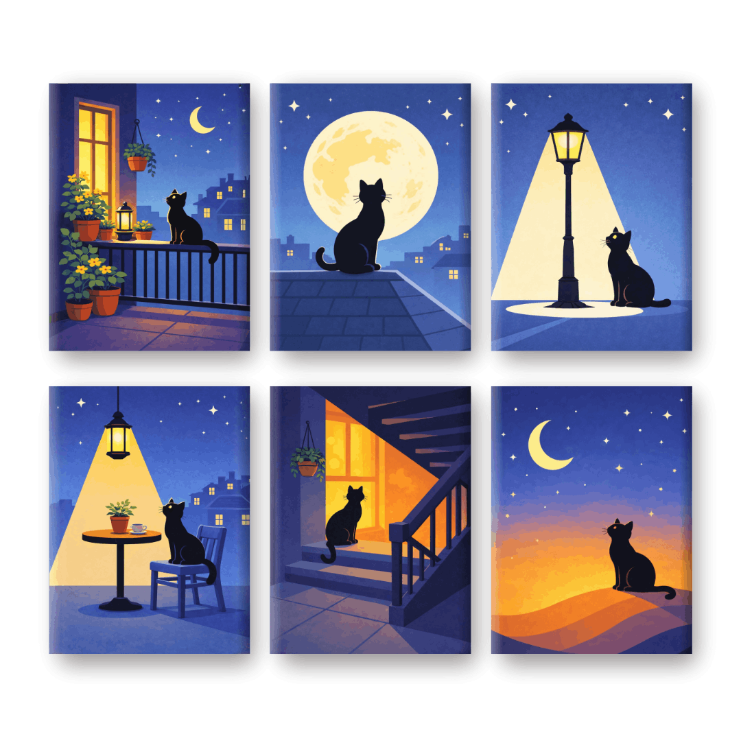 Midnight Cat Mystique - Paint by Numbers Kit