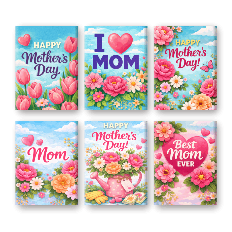 6 Mini Paintings - Mother's Day Blooms - Paint by Numbers Kit