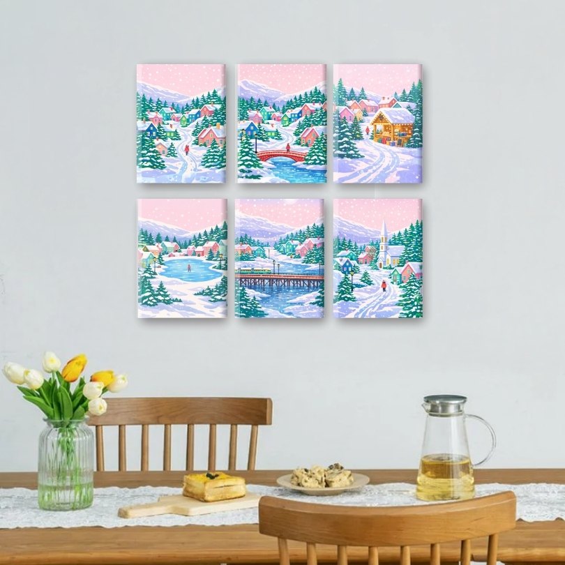 Snowy Village Escape | Paint by Number - Detail 2