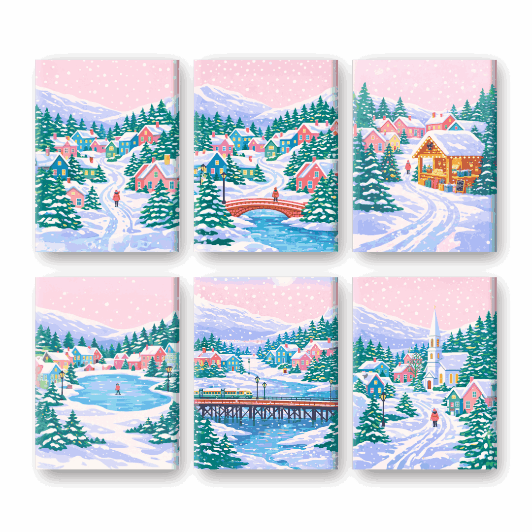 Snowy Village Escape | Paint by Number - Paint by Numbers Kit
