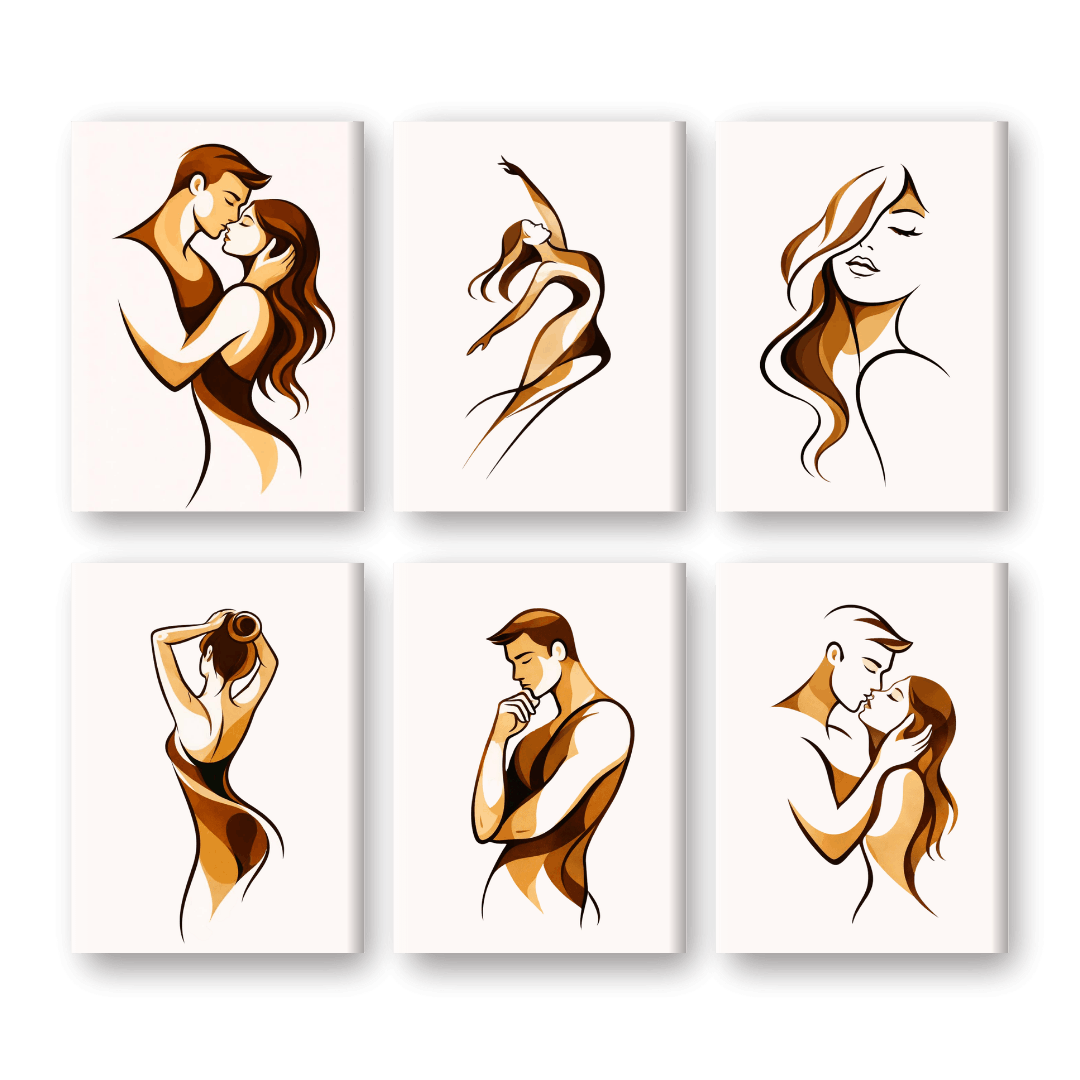 6 Mini Paintings - Tender Embrace Series - Paint by Numbers Kit
