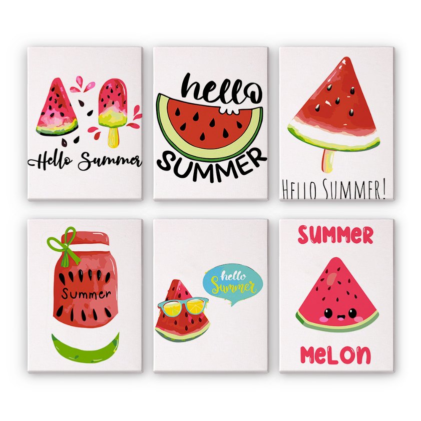 Summer Refresh | 6 Mini Watermelon Set - Paint by Numbers Kit