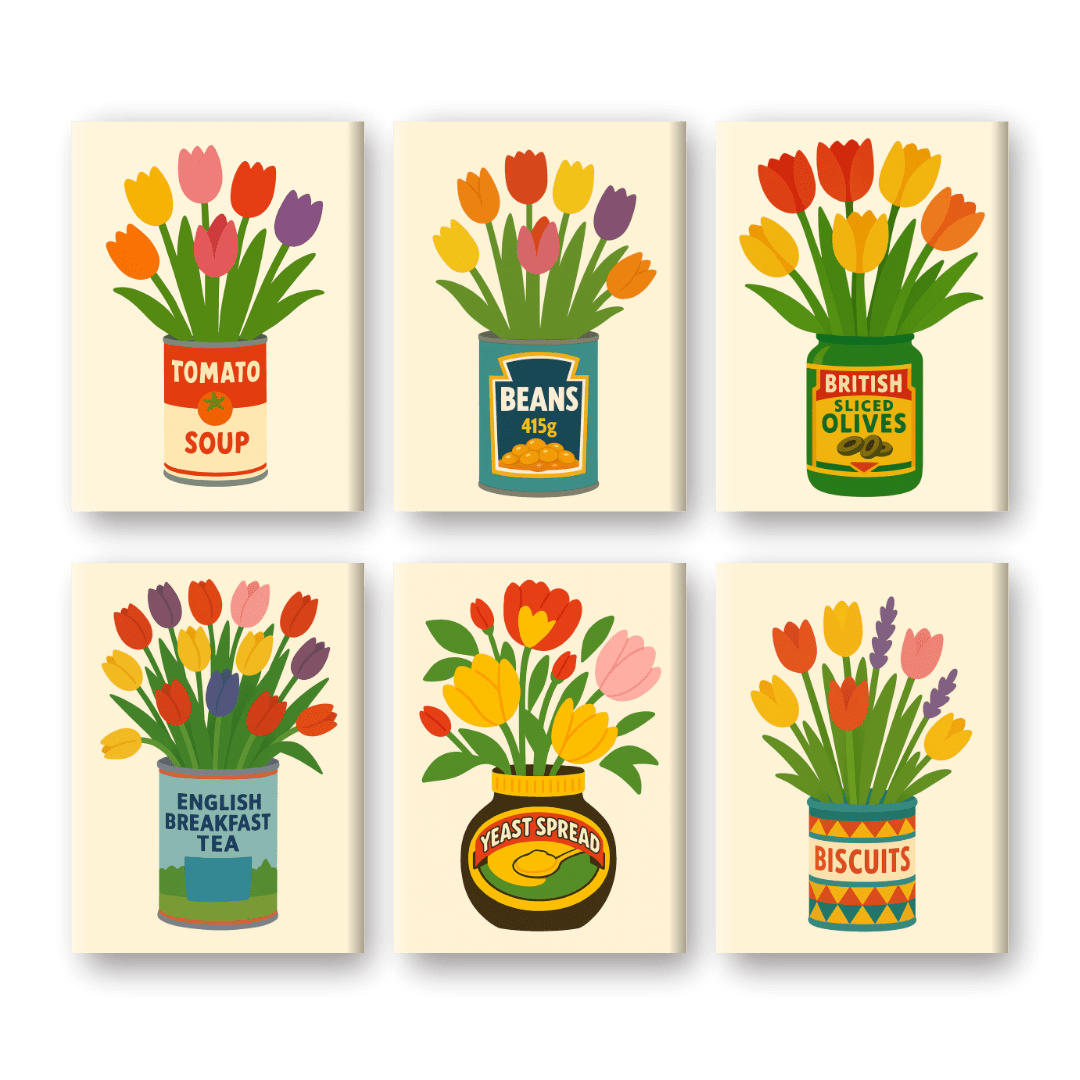 Colorful Tulips in Cans - Paint by Numbers Kit