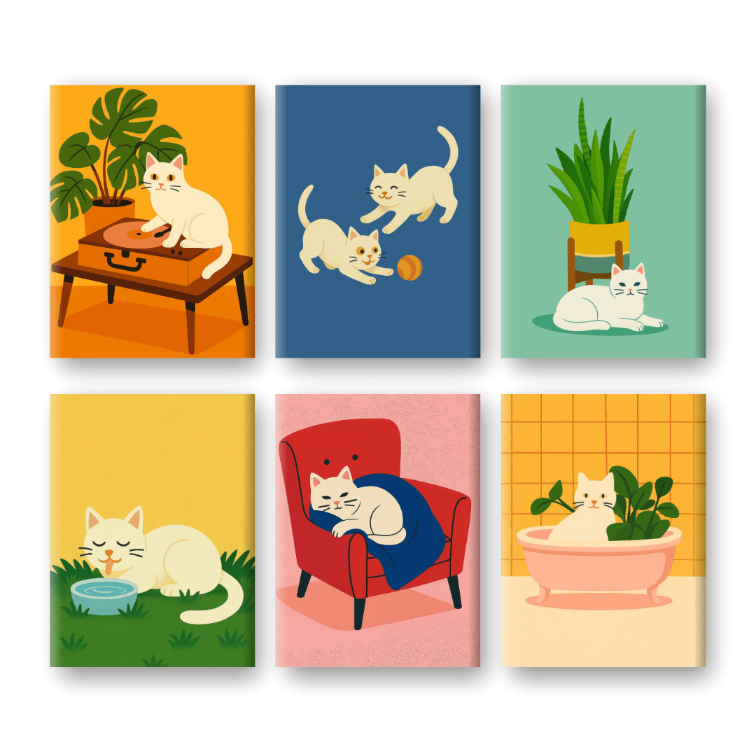 Cozy White Cat Moments - Paint by Numbers Kit